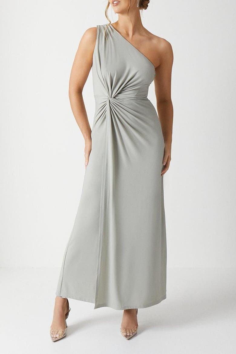 Twist One Shoulder Jersey Dress, Alternate, color, Sage