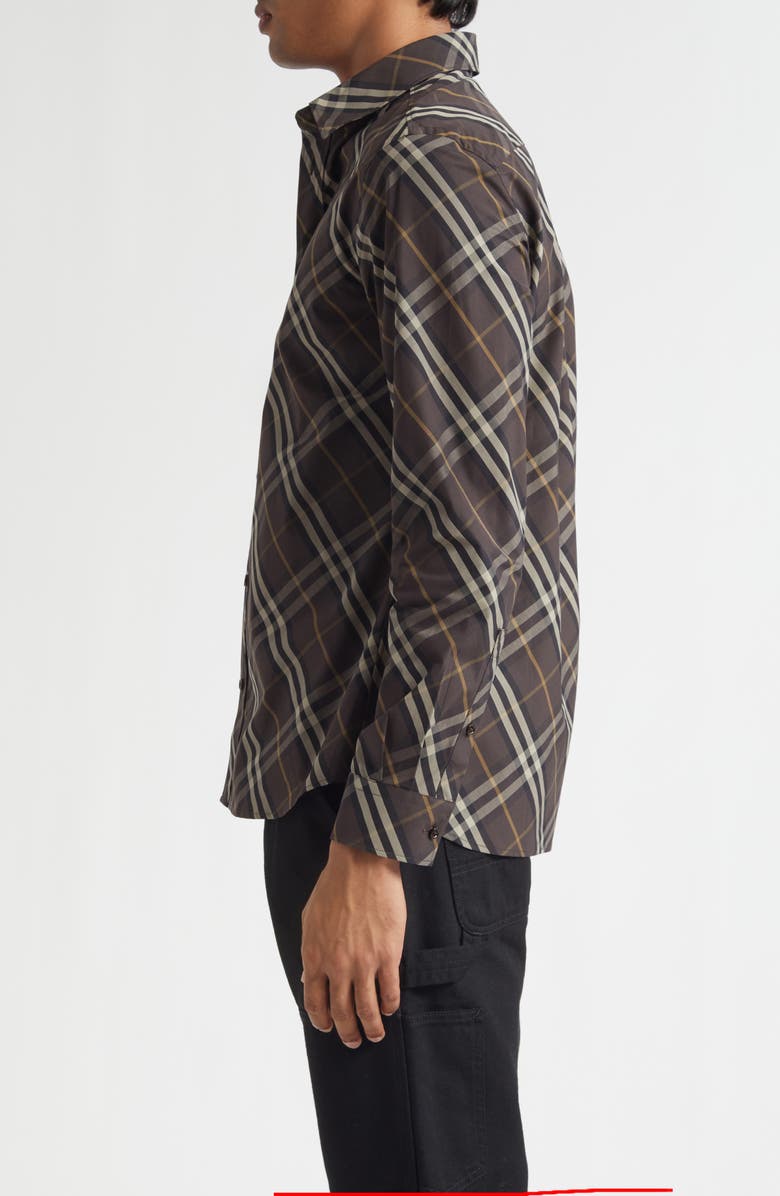 Burberry Robert Check Cotton Button-Up Shirt, Alternate, color, Truffle Ip Check