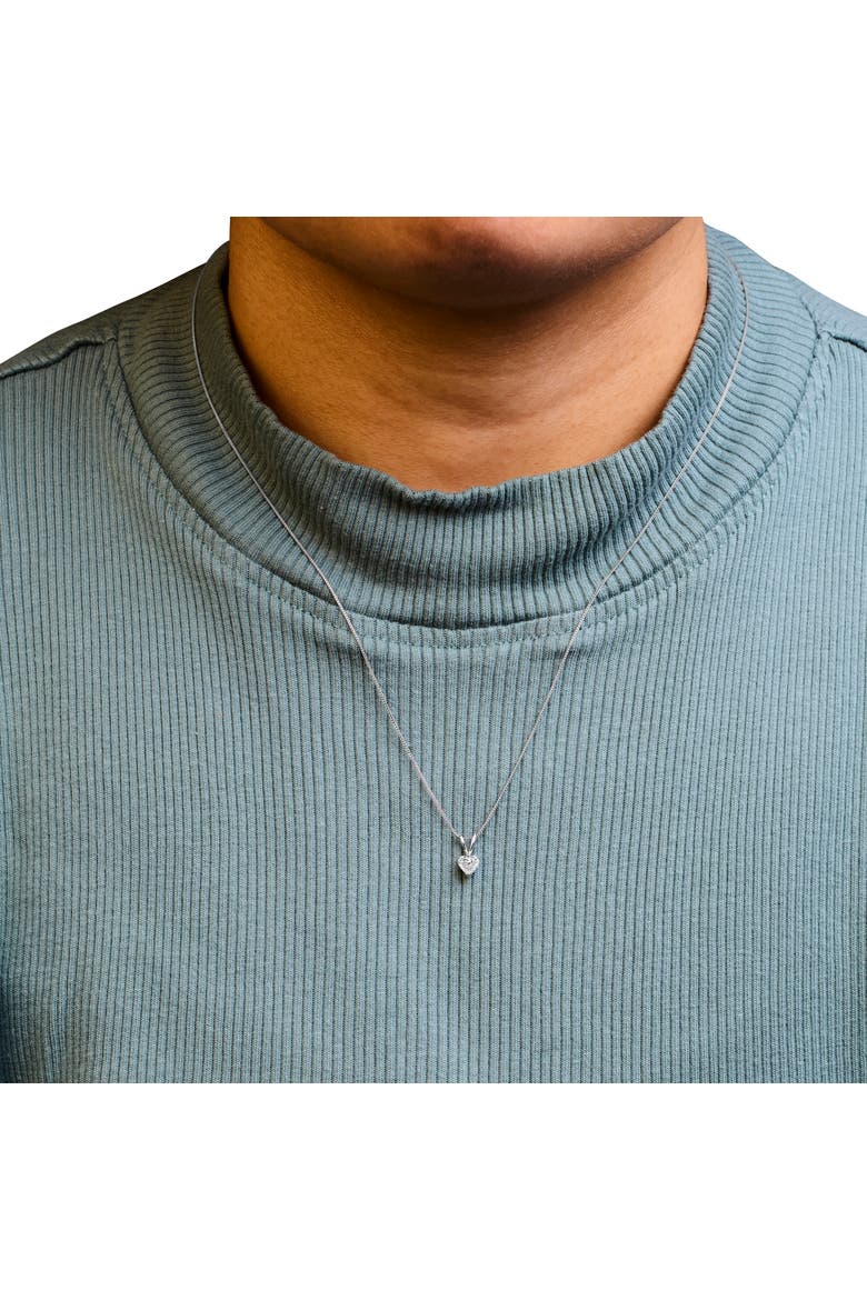 14K White Gold 1/4 Cttw 3-Prong Set Heart Shaped Solitaire Lab Grown Diamond 18" Pendant Necklace, Alternate, color, White