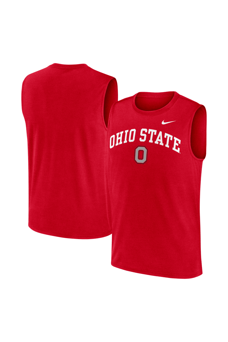 Men's Nike Scarlet Ohio State Buckeyes Primetime Legend Arch Dri-FIT Muscle Tank Top, Main, color, Scarlet