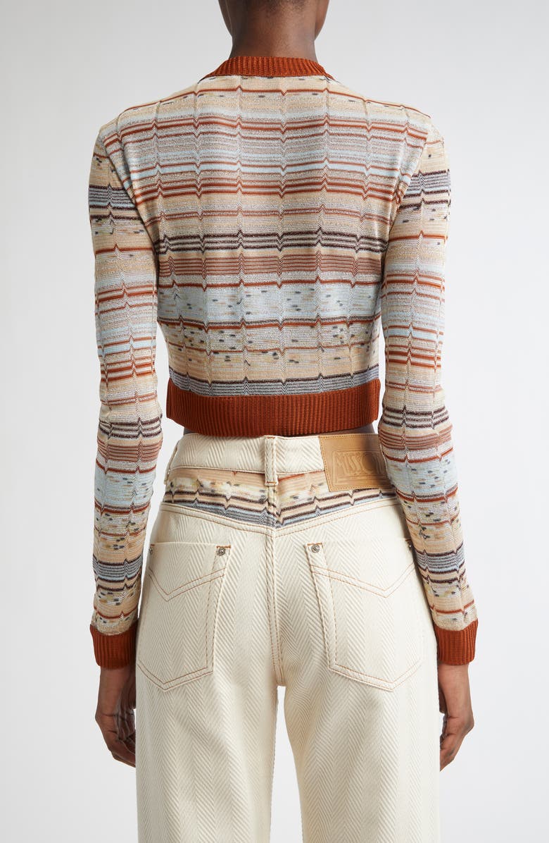 Missoni Metallic Stripe Crop Cardigan, Alternate, color,