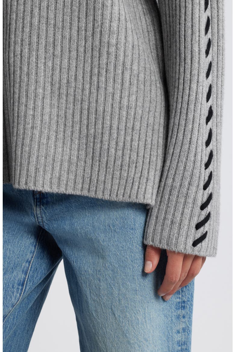 Liam Whipstitch Rib Turtleneck Sweater, Alternate, color, HEATHER GREY