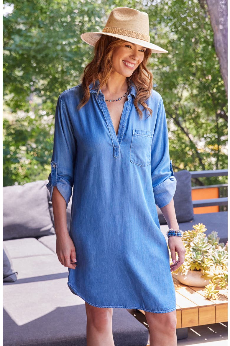 Long Sleeve Chambray Shirtdress, Alternate, color, CHAMBRAY