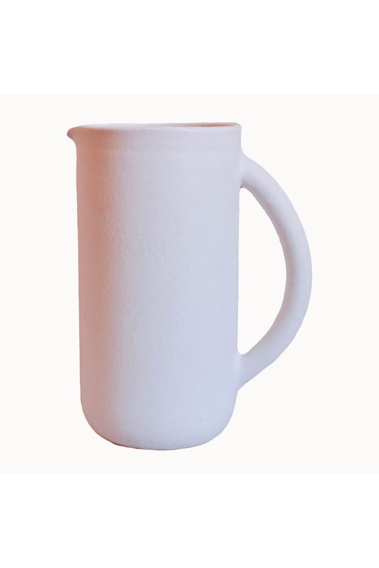 Handcrafted Ceramic Pitcher, Main, color, White