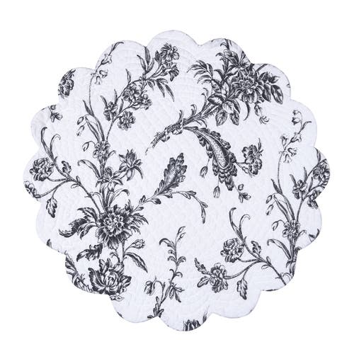 C & F Home C&f Home Bleighton Black Round Cotton Placemat Machine Washable Set Of 6 In White