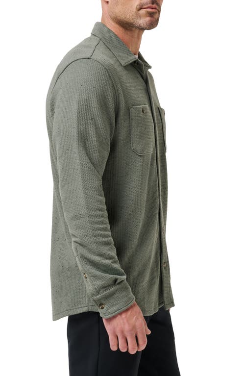 Travismathew Cloud Waffle Knit Button-up Shirt In Green
