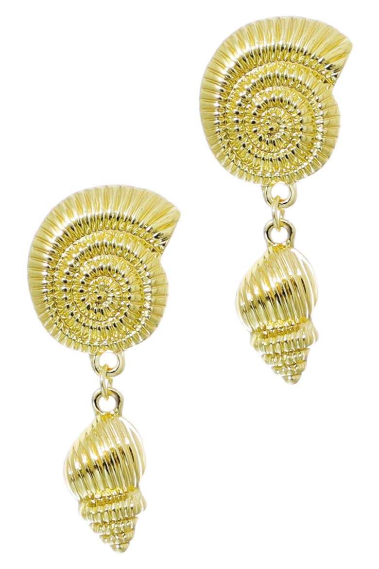 Shell Drop Earrings, Main, color, GOLD