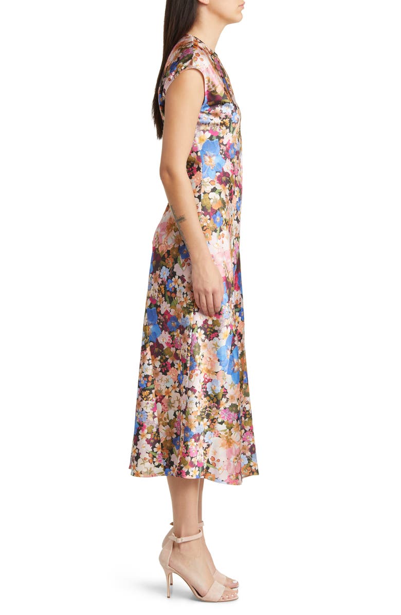 Ted Baker London Slanno Floral Asymmetric Hem Midi Dress, Alternate, color, 