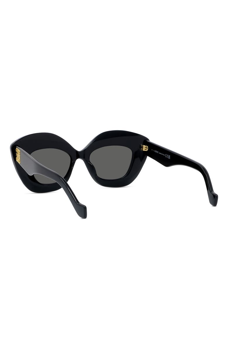 Loewe Anagram 48mm Small Cat Eye Sunglasses, Alternate, color, Black / Smoke