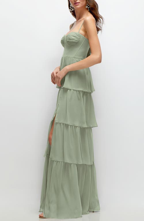 Dessy Collection Bustier Evening Gown In Sage