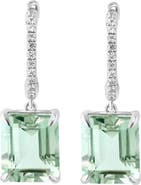 EFFY Sterling Silver Green Amethyst & White Sapphire Drop Earrings