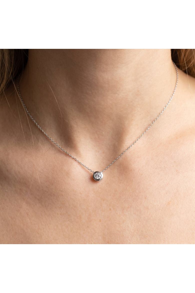 1/4Ct Natural Diamond Bezel Solitaire Pendant 14k Gold 18" Necklace, Alternate, color, 14k White Gold