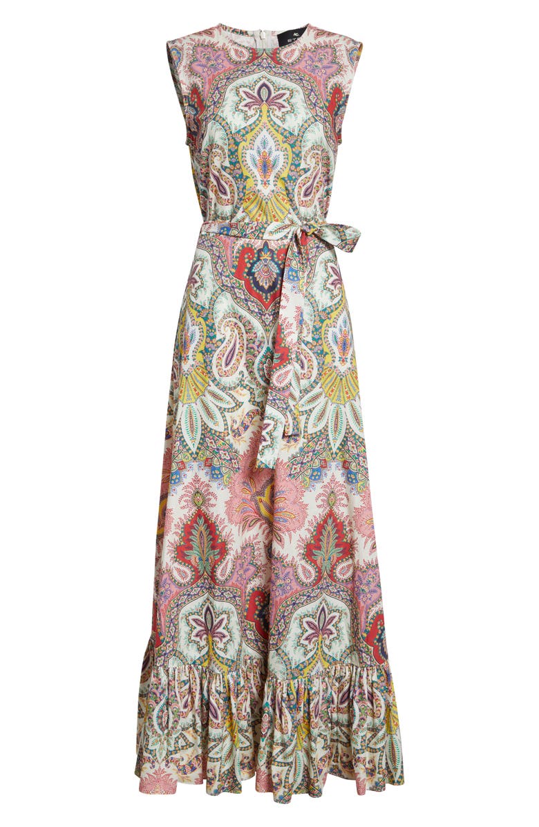 Etro Paisley Print Cotton Maxi Dress, Alternate, color, Print On White Base