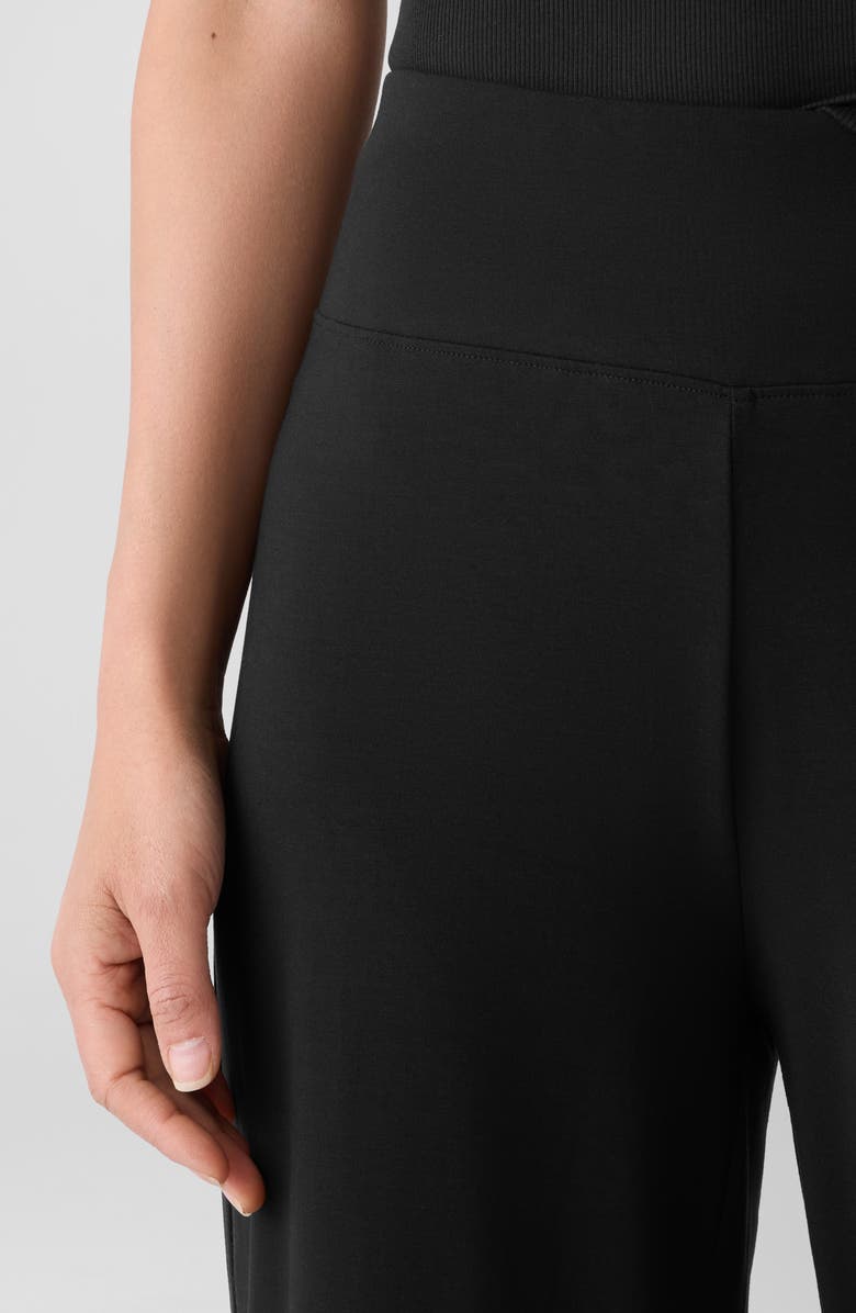 Eileen Fisher High Waist Jersey Wide Leg Pants, Alternate, color, Black