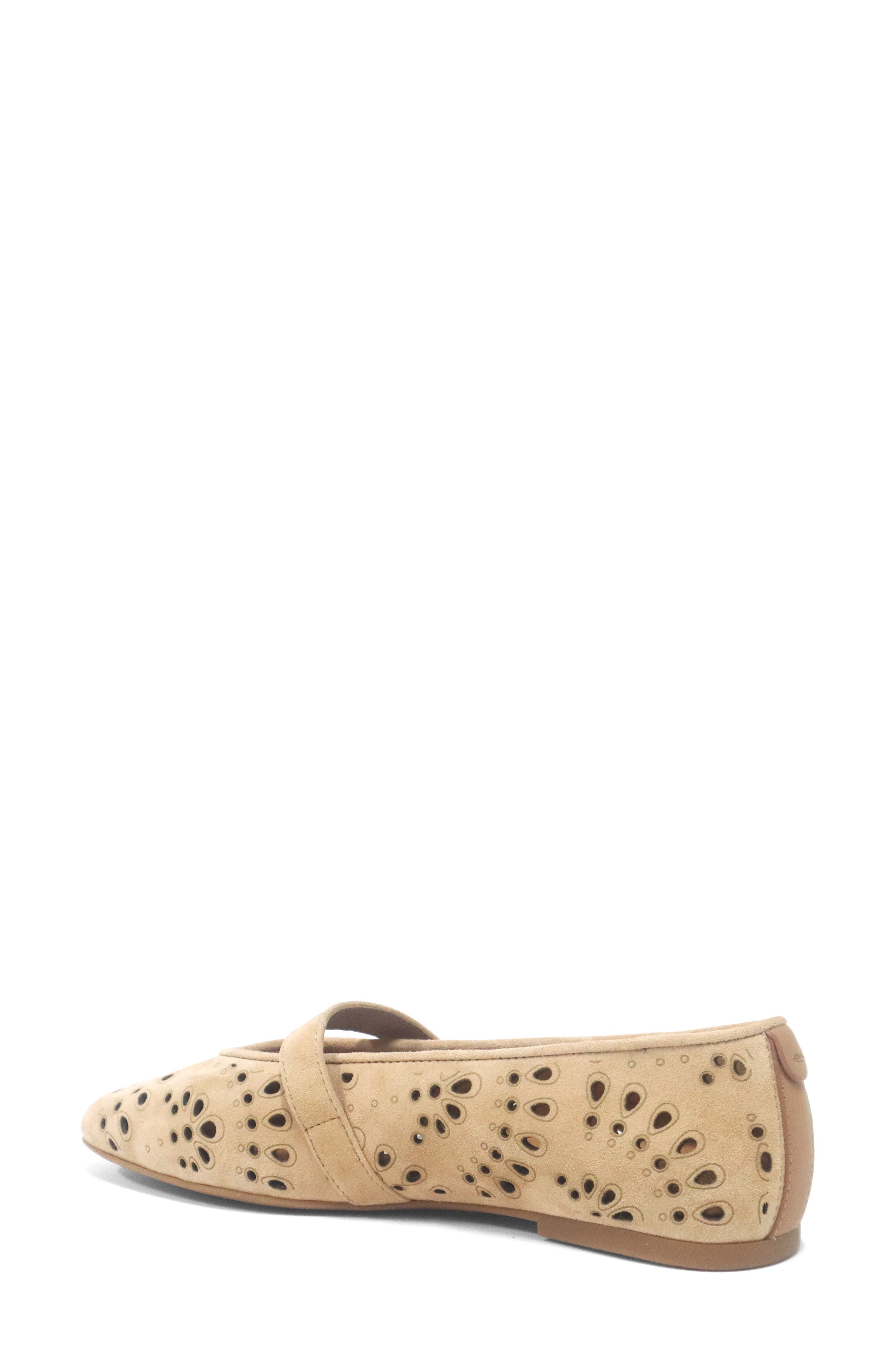 Wini Laser-Cut Mary Jane Flat, Alternate, color, PORCINI SUEDE