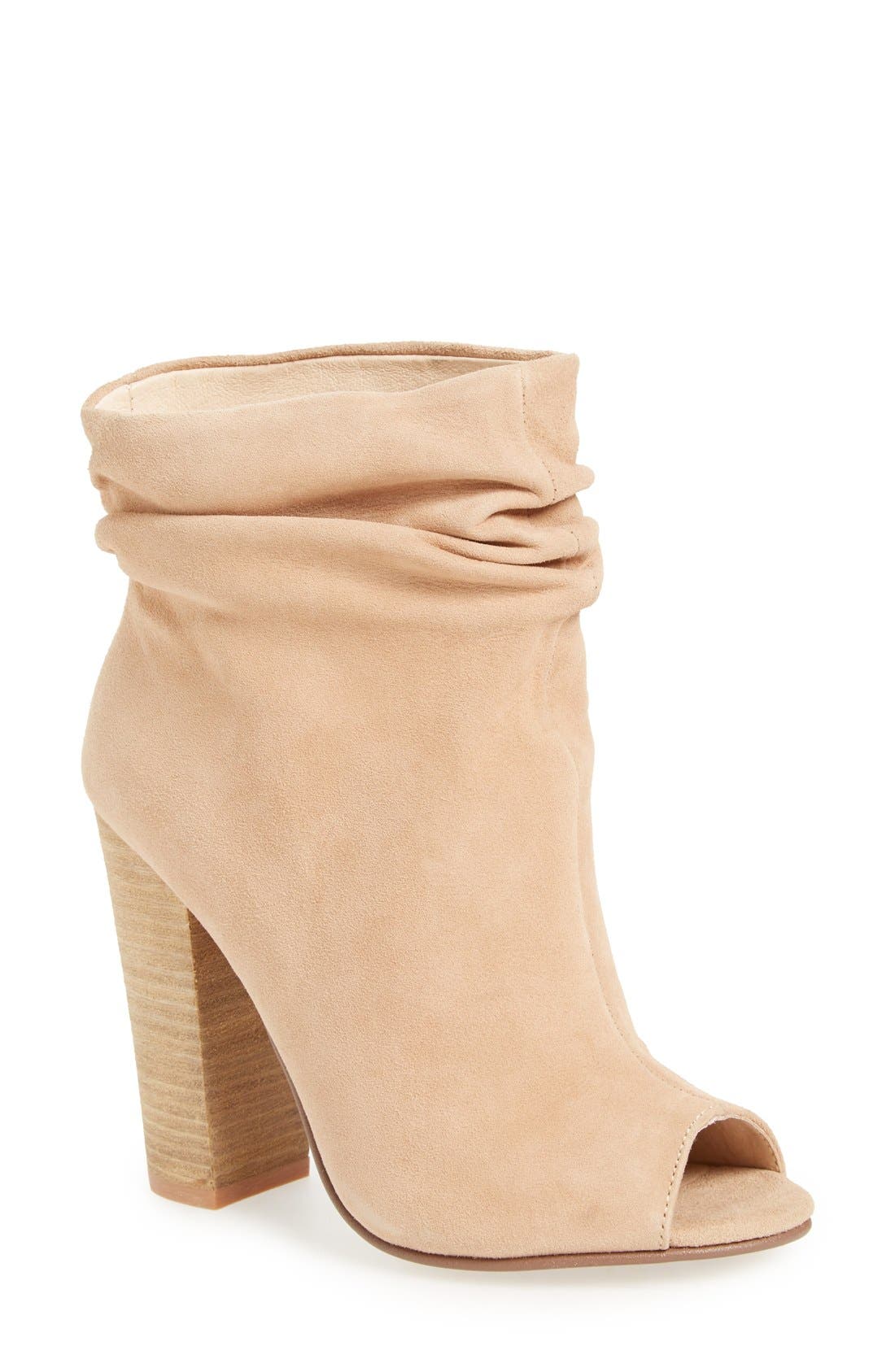 'Laurel' Peep Toe Bootie, Main, color, NEW NUDE