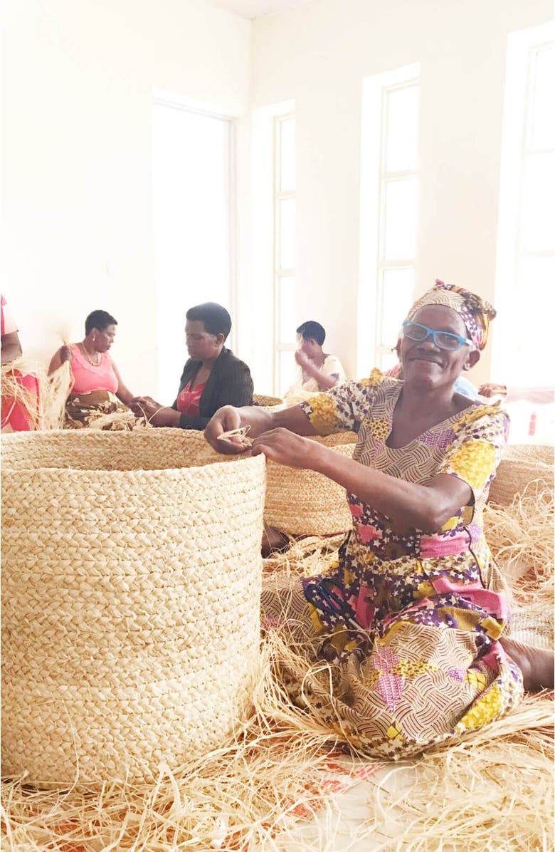 indego africa Large Braided Raffia Basket, Alternate, color, Natural