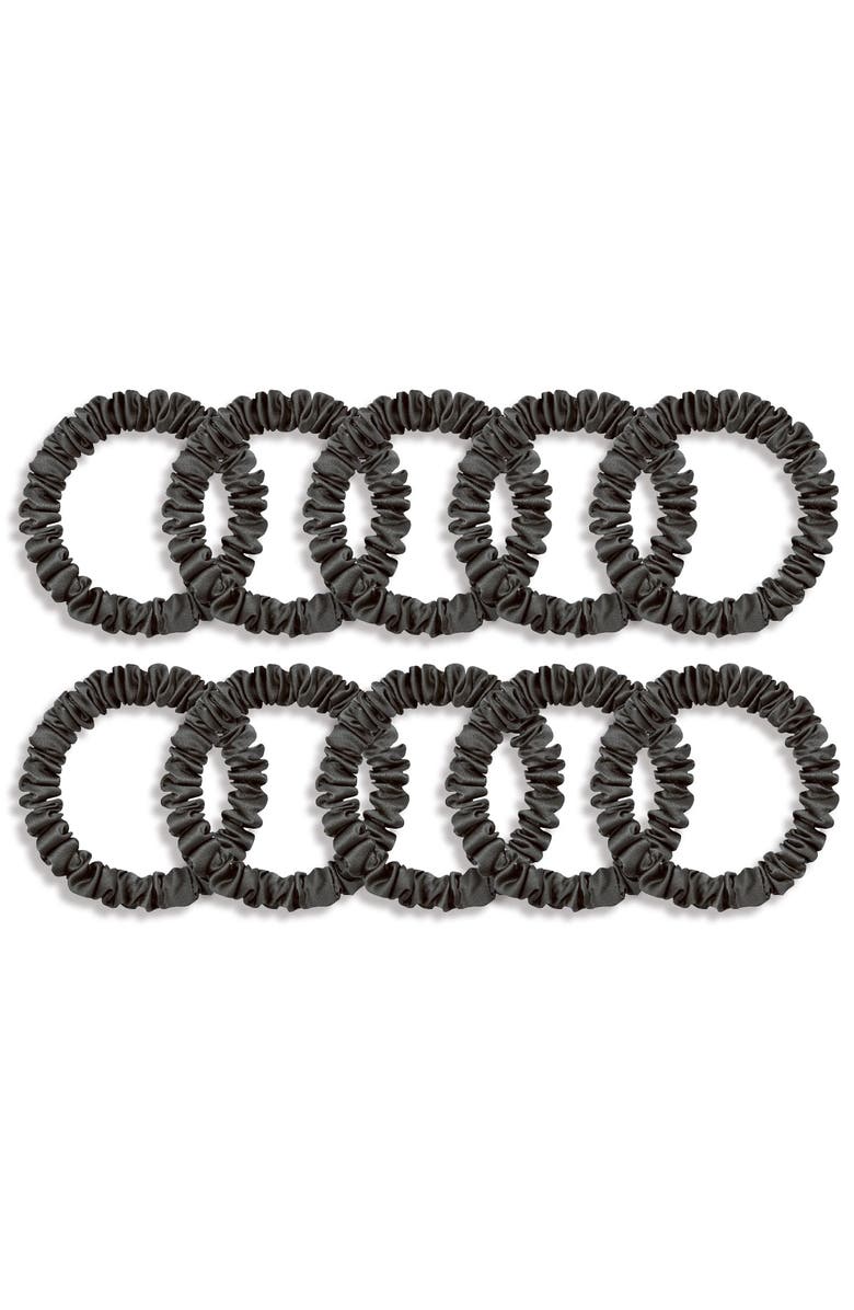 SILKSILKY 10Pcs Bundle Pop of Brights Silk Scrunchie, Main, color, Black