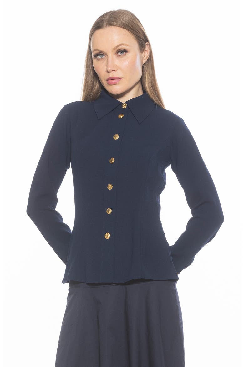 Leland Button-Up Shirt, Alternate, color, NAVY
