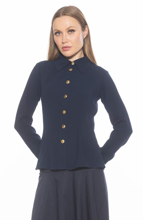 Alexia Admor Leland Button-up Shirt In Navy