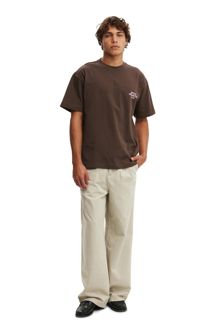 Box Fit Text T-Shirt, Alternate, color, Washed Chocolate Kyoto