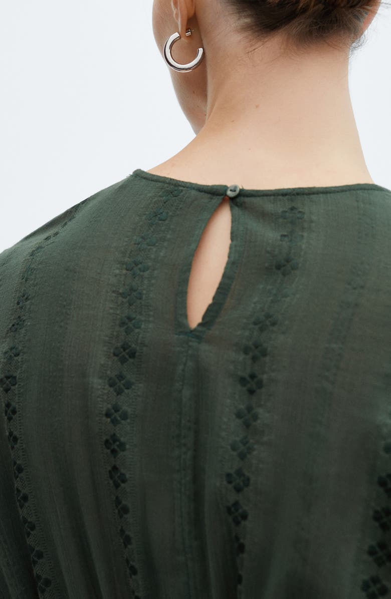 MANGO Embroidered Tie Waist Puff Long Sleeve Minidress, Alternate, color, 