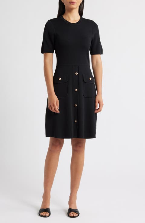 Patch Pocket Knit A-Line Dress