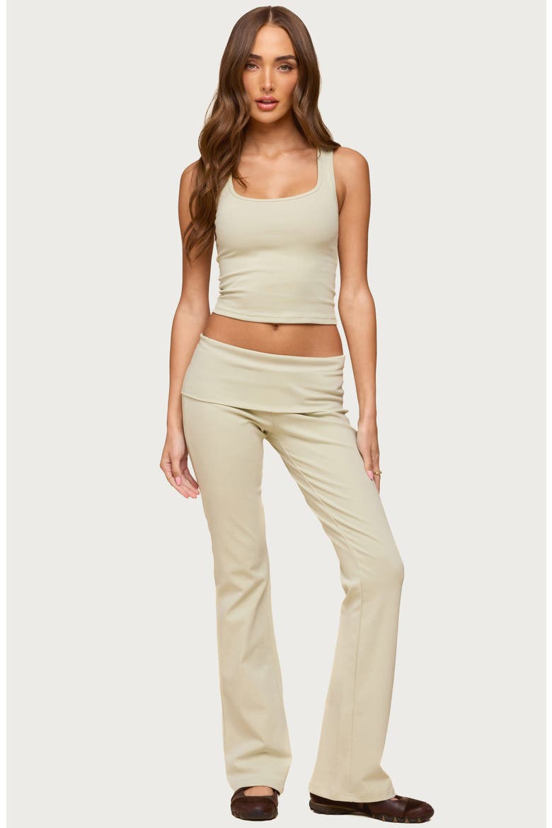 Ivanne Foldover Stretch Cotton Flare Pants, Alternate, color, SAGE