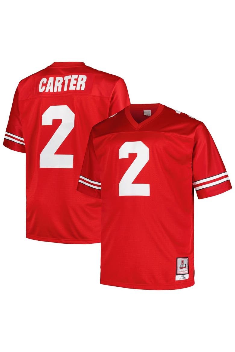 Men's Mitchell & Ness Cris Carter Scarlet Ohio State Buckeyes Big & Tall Legacy Jersey, Main, color, Scarlet