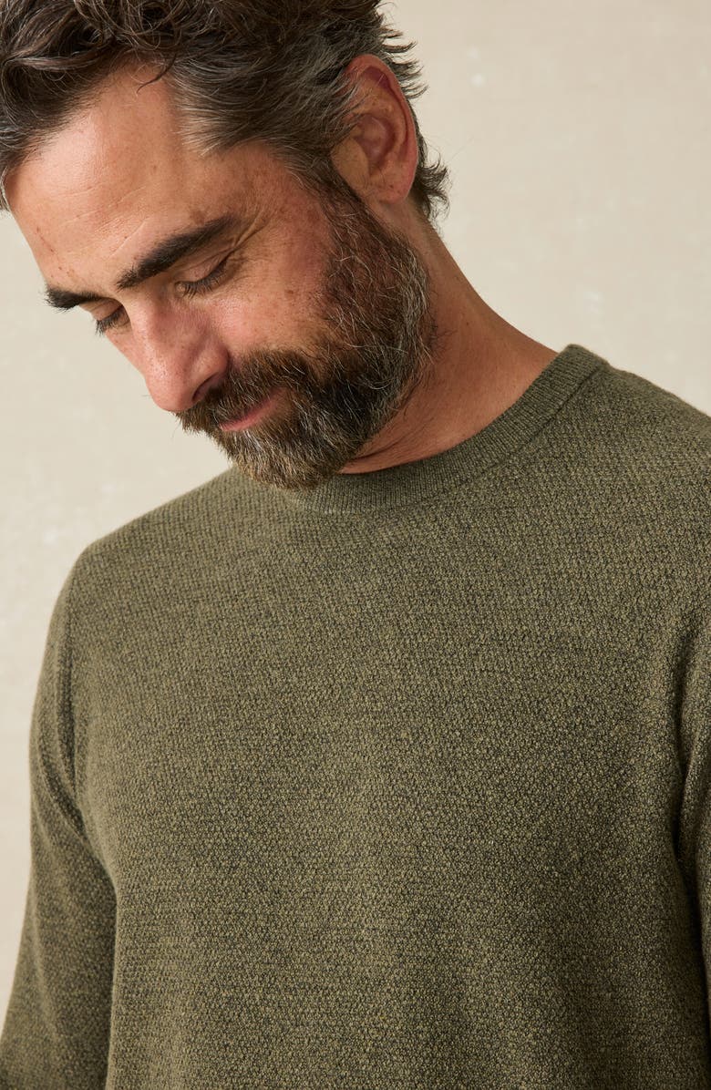 Faherty Jackson Organic Cotton Blend Sweater, Alternate, color, Olive Heather