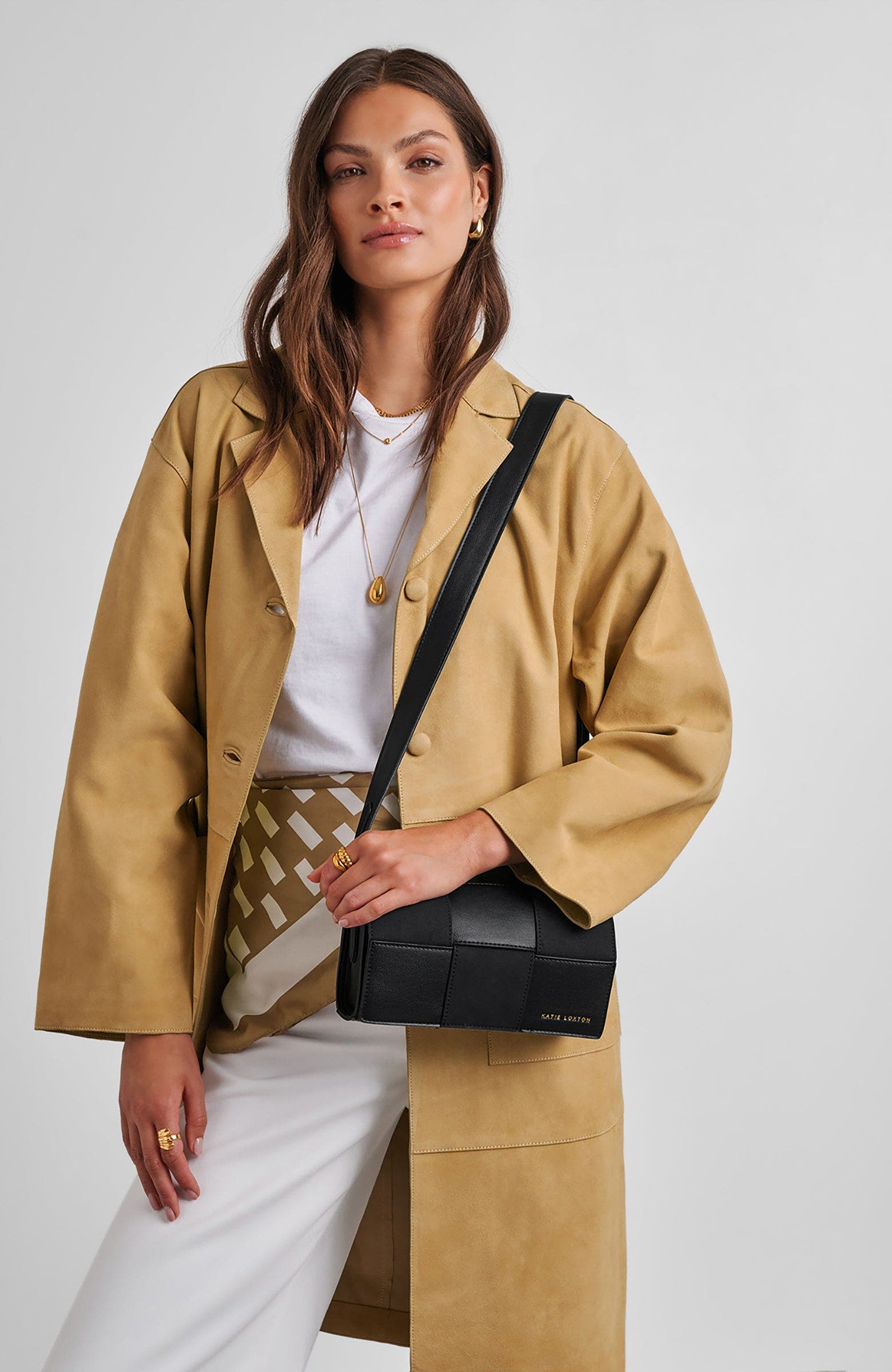 Katie Loxton Taya Crossbody Bag, Alternate, color, Black / Black Suedette