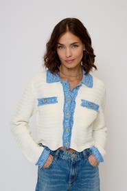 Central Park West Women's Rose Scallop Edge Sweater