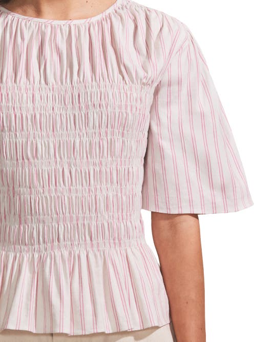 Ro&zo Womens Pink Stripe Shirred Top In Pink