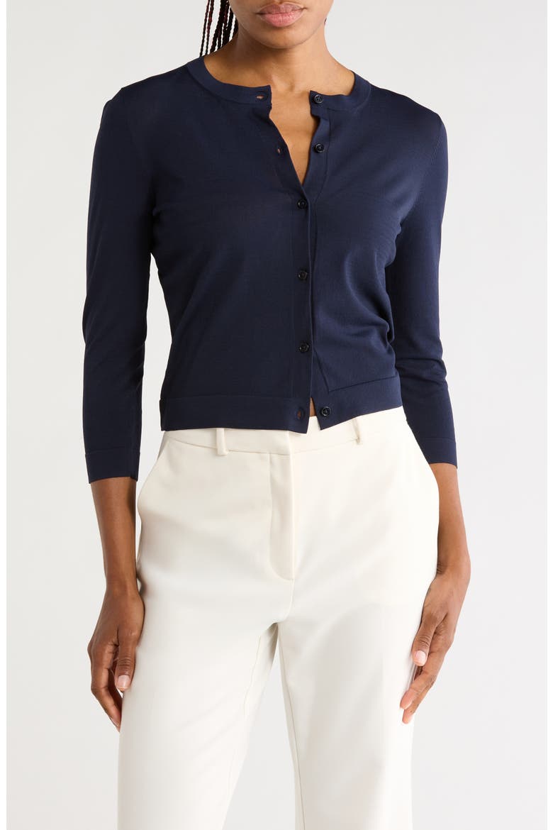 Mara Lightweight Cropped Cardigan, Main, color, NAVY