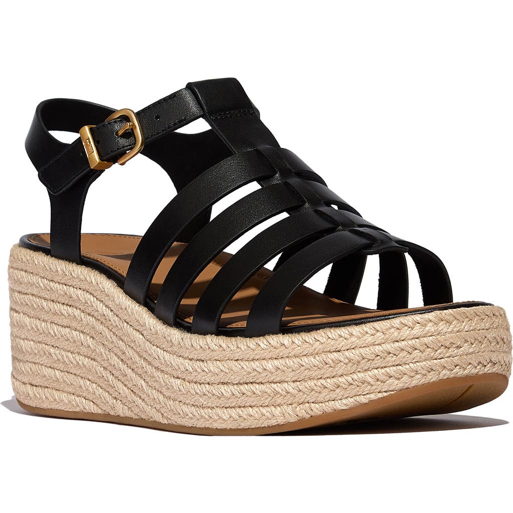 Fitflop Espadrille Platform Wedge Sandal In Black