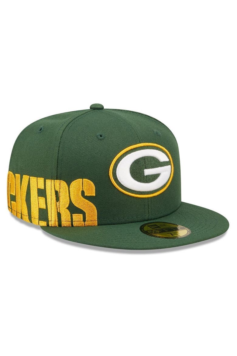 Men's New Era Green Green Bay Packers Side Split 59FIFTY Fitted Hat, Main, color, Green