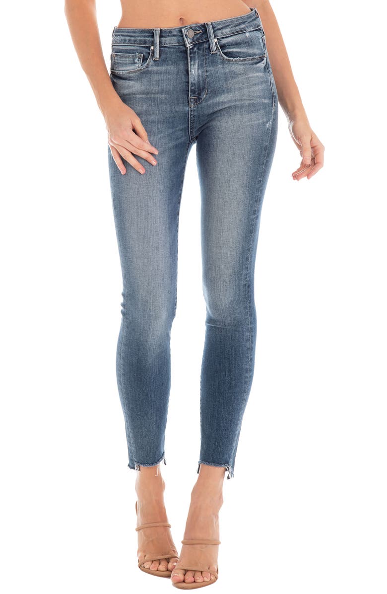 Fidelity Denim Gwen High Waist Raw Hem Skinny Jeans, Main, color, 