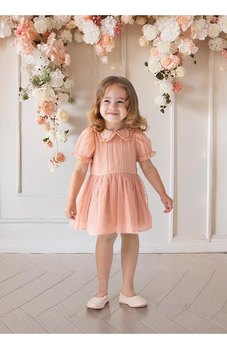 Isobella & Chloe Pitter Patter Pink Puff Sleeve Dress, Alternate, color, Pink