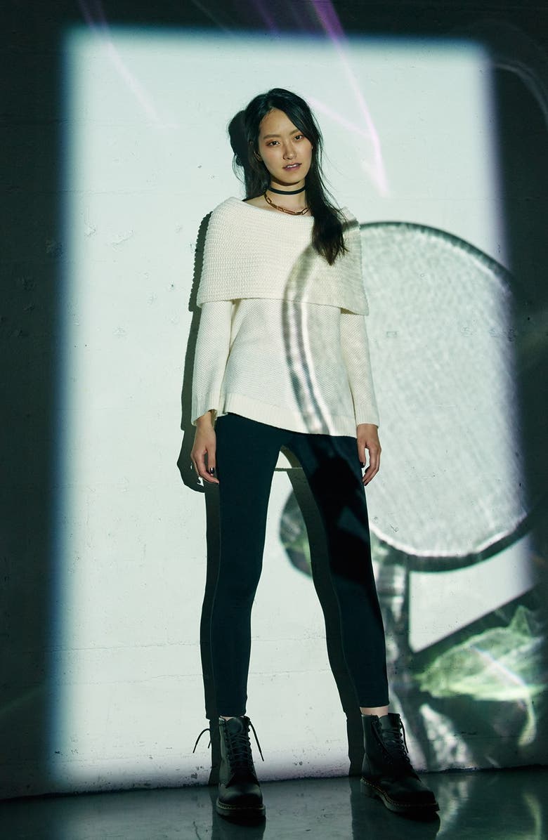 Sun & Shadow Cowl Off the Shoulder Sweater, Alternate, color, Ivory Eggnog