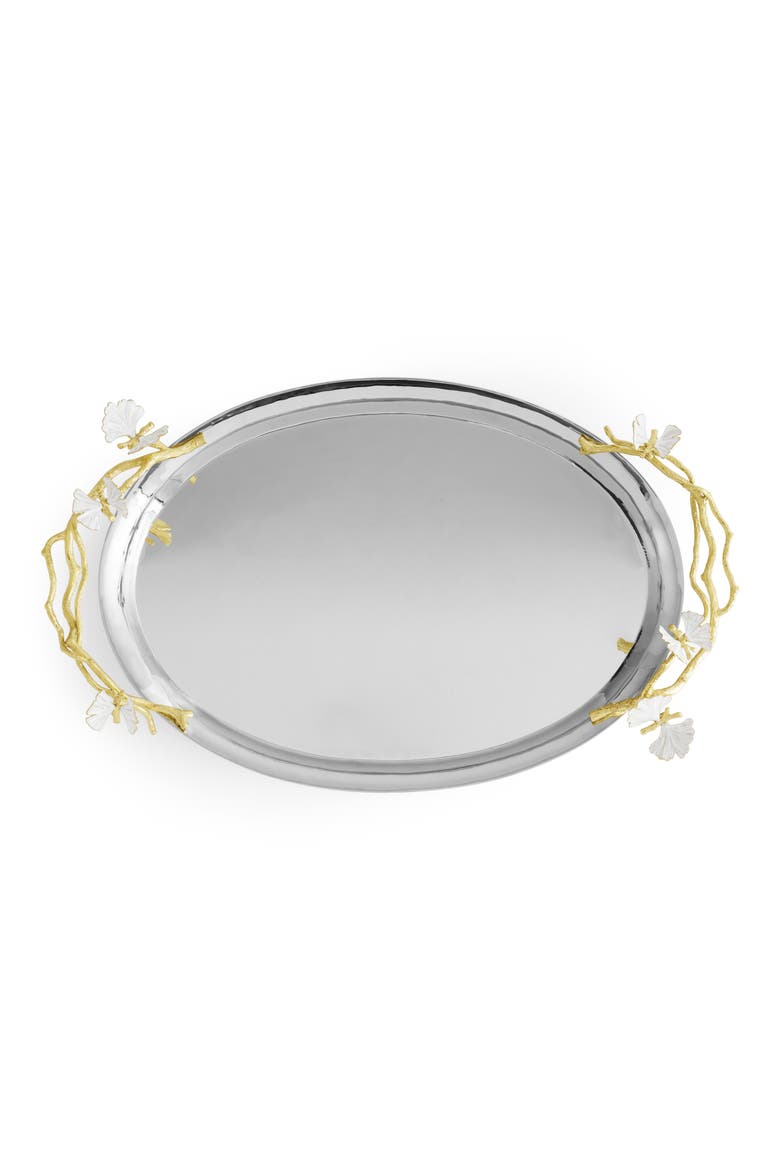 Butterfly Ginkgo Large Tray, Alternate, color, SILVER