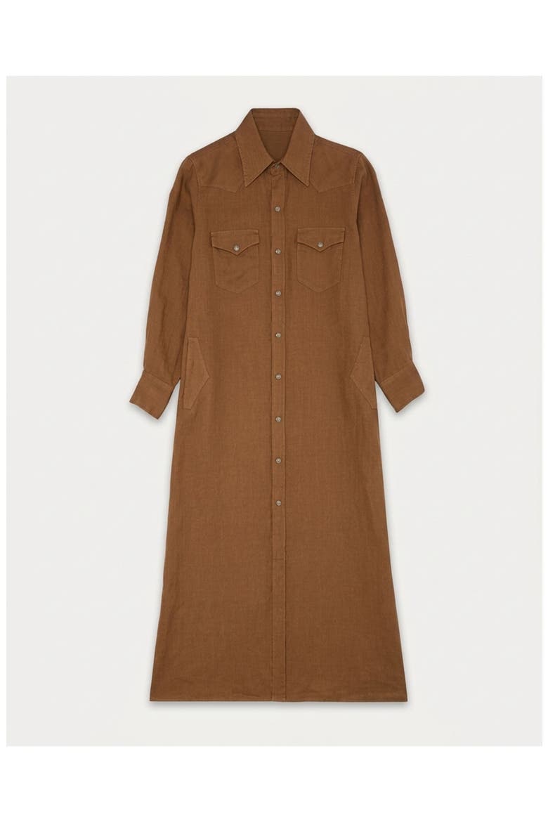 Arley Linen Shirt Dress, Main, color, Brown