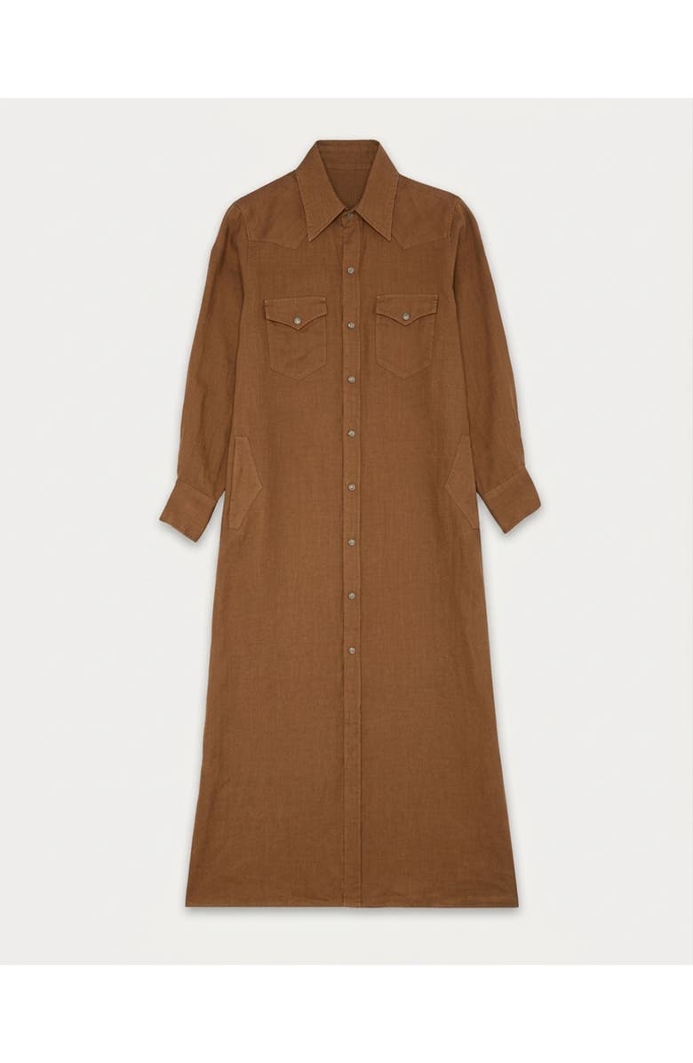 Fortela Arley Linen Shirt Dress, Main, color, Brown