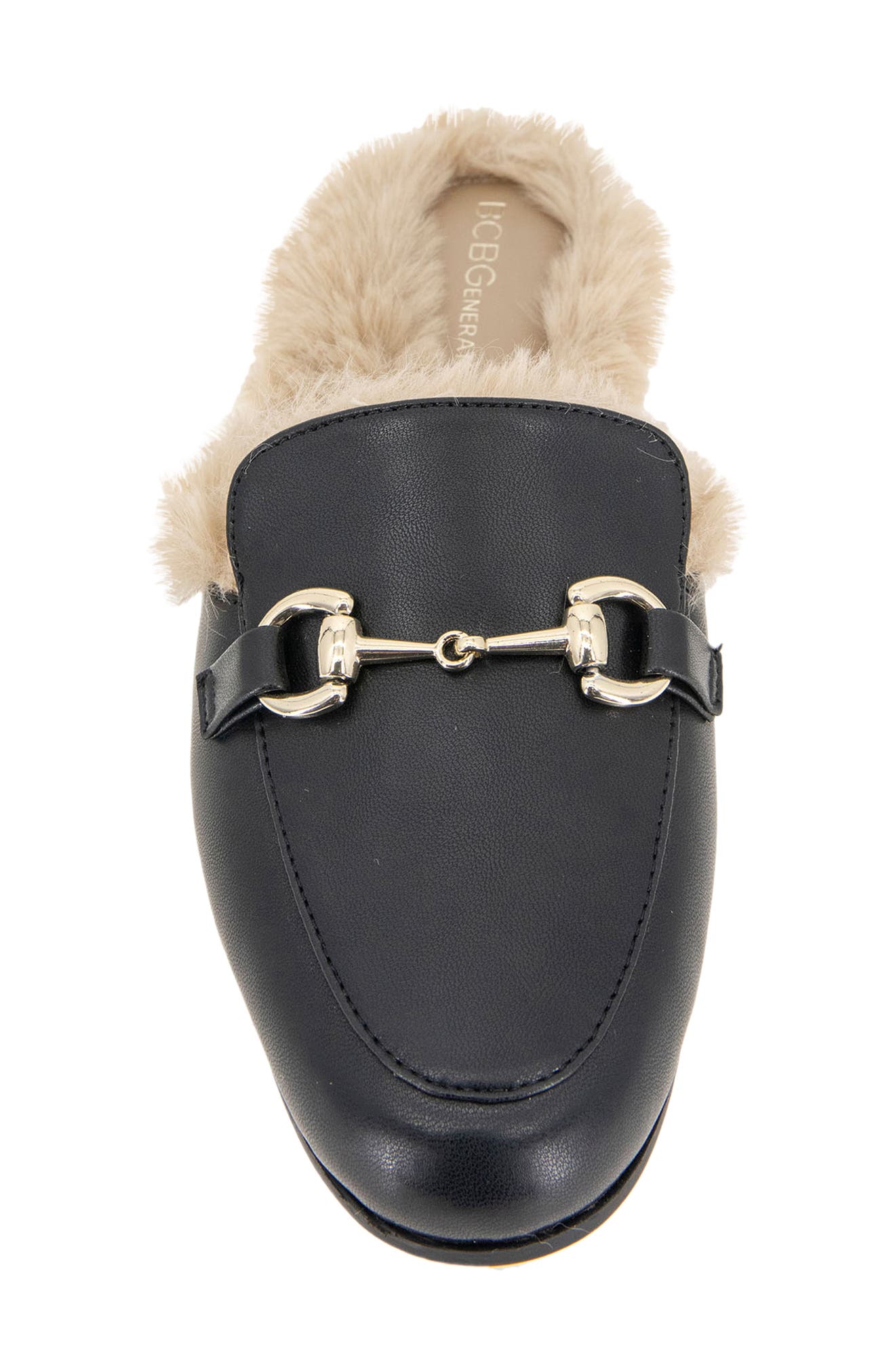 BCBGeneration Zorie Faux Fur Bit Mule, Alternate, color, Black