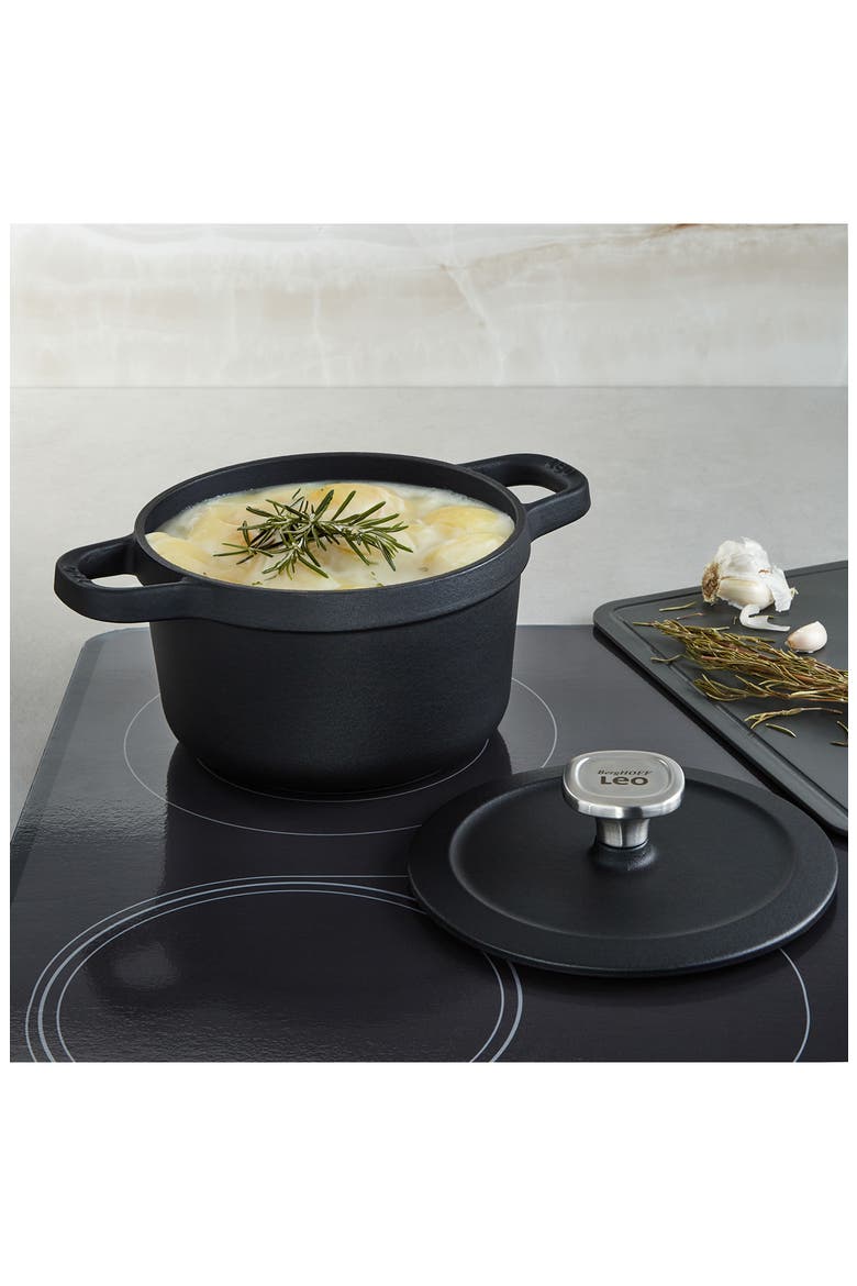 Leo Graphite Enameled Cast Iron Stockpot, Alternate, color, BLACK