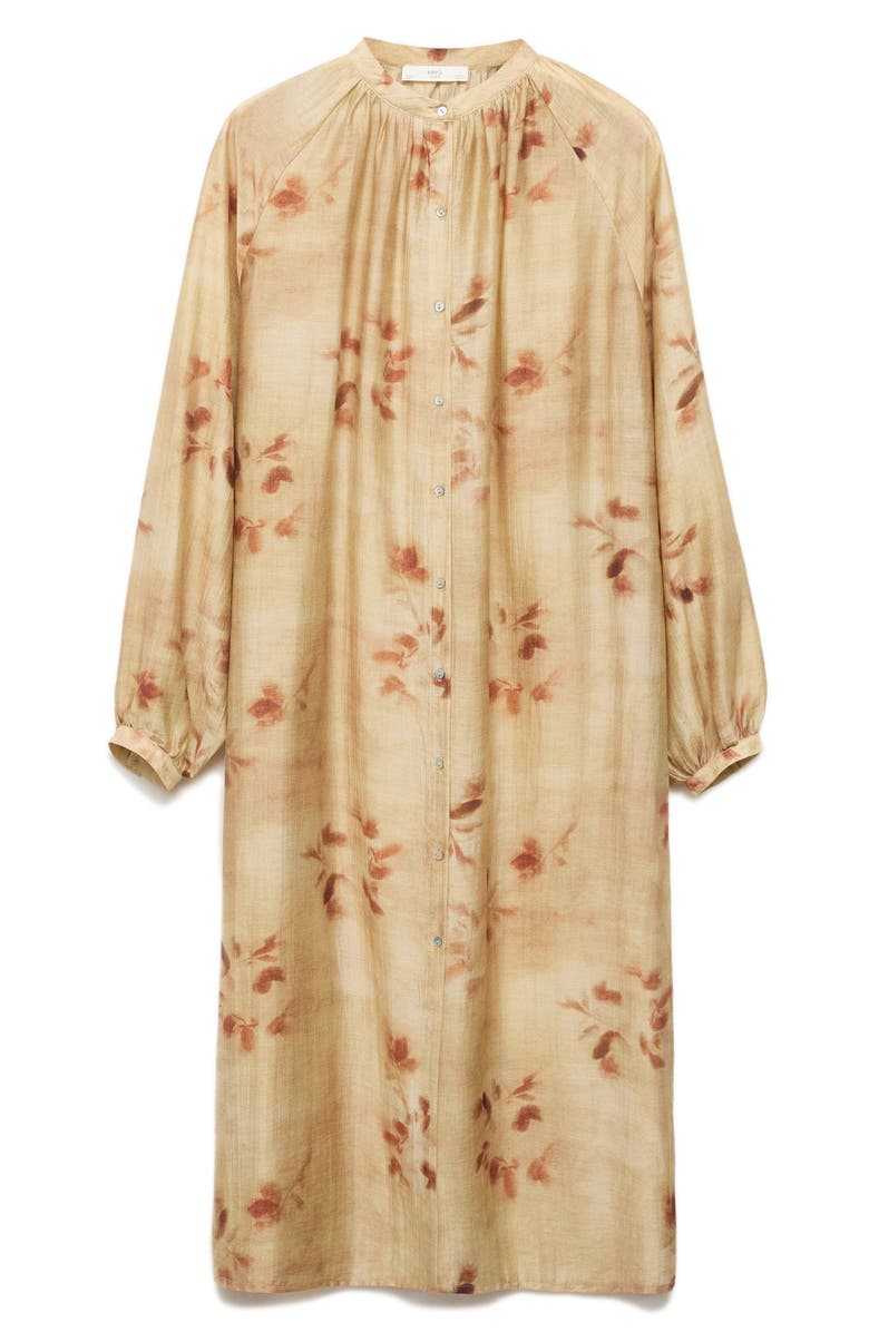 MANGO Leaf Print Caftan, Alternate, color, Sand