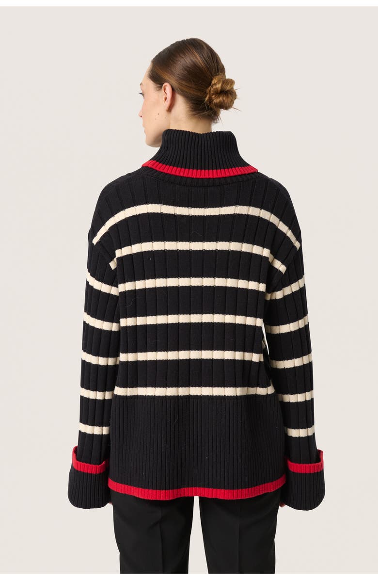 Soaked in Luxury Slmusling Rollneck Rib Knit Pullover, Alternate, color, Black