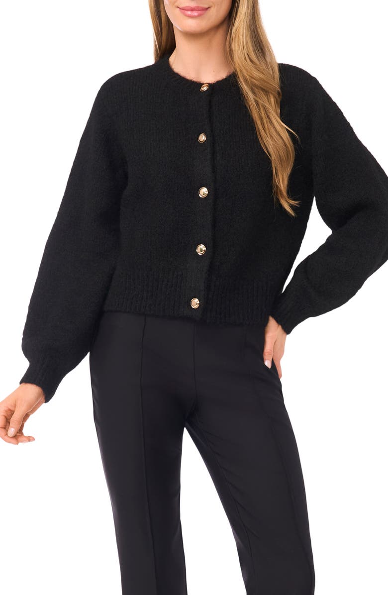 Ted Baker Fina Fuzzy Crewneck Cardigan, Alternate, color, Rich Black