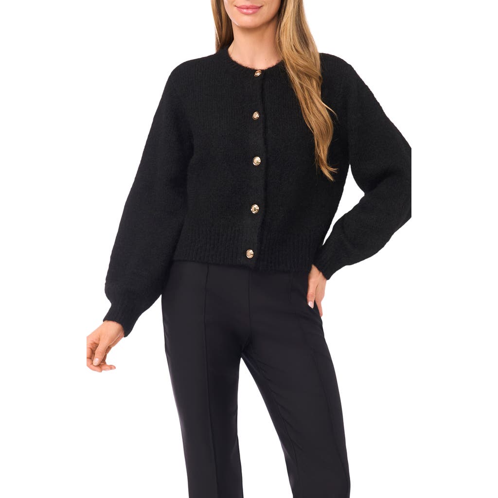 Ted Baker Fina Fuzzy Crewneck Cardigan In Black