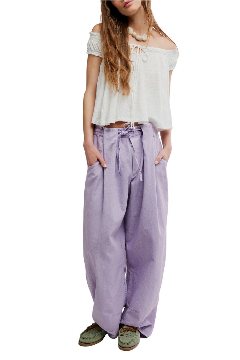 Chambers Drawstring Linen & Cotton Pants, Alternate, color, ORCHID HUSH