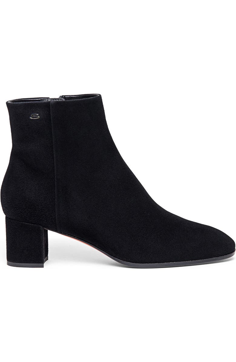 Santoni Women's suede mid-heel ankle boot, Alternate, color, Black